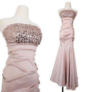 Mermaid Skirt Prom Dress Size S XS Sequins Strapless Maxi
